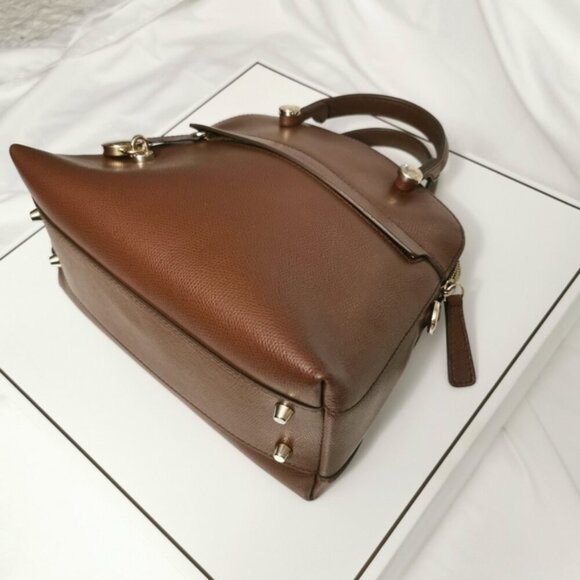 Furla Piper Small Dome Satchel Cognac Pebbled Leather - Picture 4 of 11